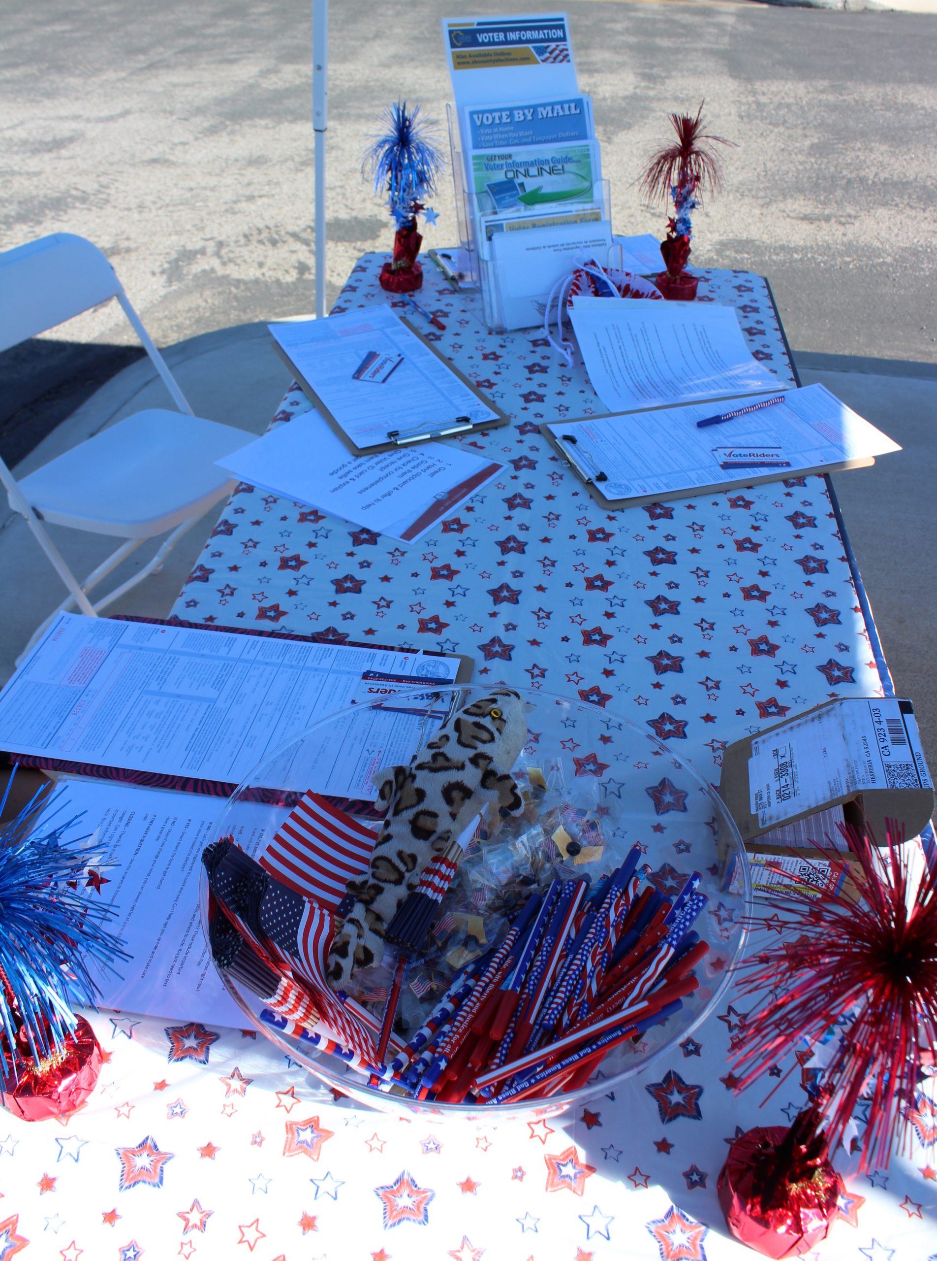 table with resources in order to register to vote