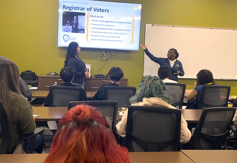 two ladies presenting for outreach